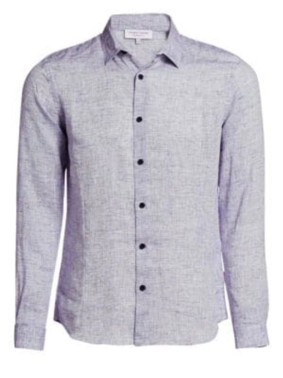 Shop Orlebar Brown Morton Tailored Linen Button-down Shirt In Navy