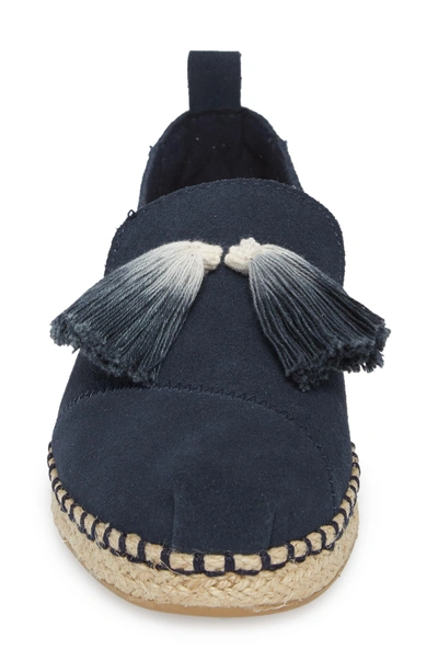 Shop Toms Deconstructed Tiered Tassel Alpargata Slip-on In Navy Suede/ Tassel