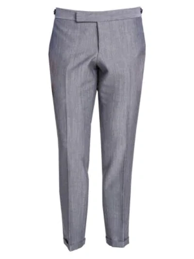 Shop Thom Browne Low Rise Wool & Mohair Trousers In Light Grey