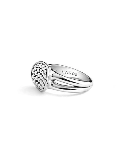 Shop Lagos Signature Caviar Horizontal Eclipse Ring In Silver