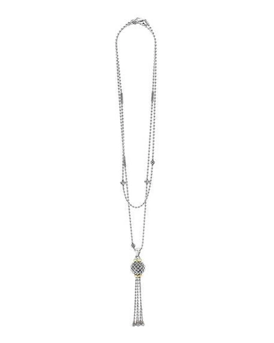 Shop Lagos Sterling Silver Caviar Tassel Necklace In Silver/gold