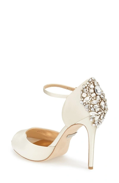 Shop Badgley Mischka 'dawn' Crystal Back D'orsay Pump In Ivory Satin