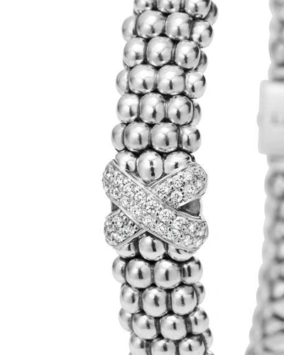 Shop Lagos Silver Caviar Bracelet With Diamond X