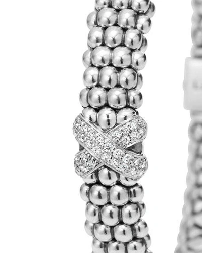 Lagos Sterling Silver Caviar Diamond X Rope Bracelet In Silver
