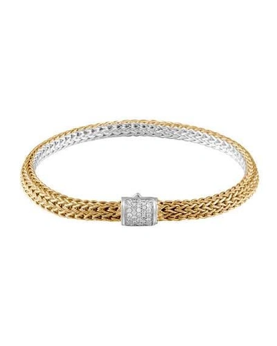 Shop John Hardy Classic Chain Gold & Silver Diamond Extra-small Reversible Bracelet