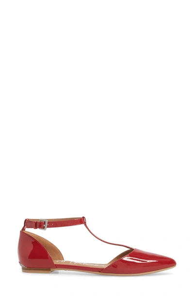 Shop Calvin Klein 'ghita' T-strap Flat In Crimson Red Patent