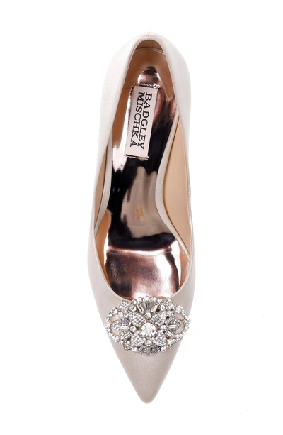 Shop Badgley Mischka Sunshine Embellished Pump In Ivory Satin