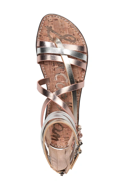 Shop Sam Edelman Ganesa Strappy Sandal In Blush Gold/ Silver Leather