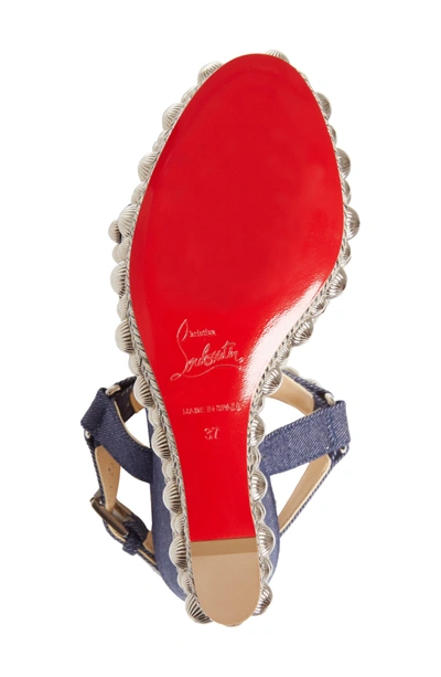 Shop Christian Louboutin Rondaclou Studded Wedge Sandal In Denim Blue