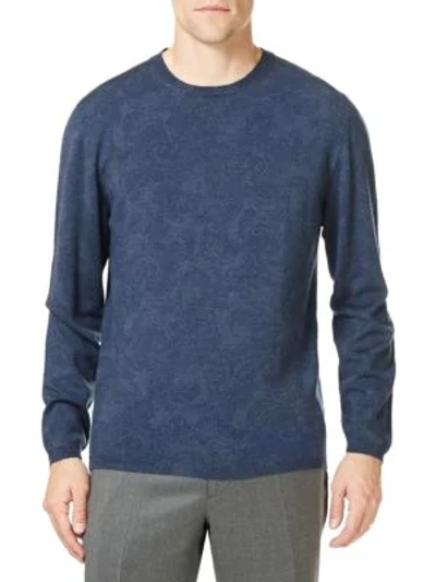 Shop Etro Paisley Wool Sweater In Navy