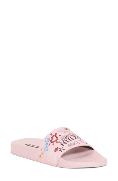 Shop Dolce & Gabbana Mural Graffiti Slide Sandal In Pink