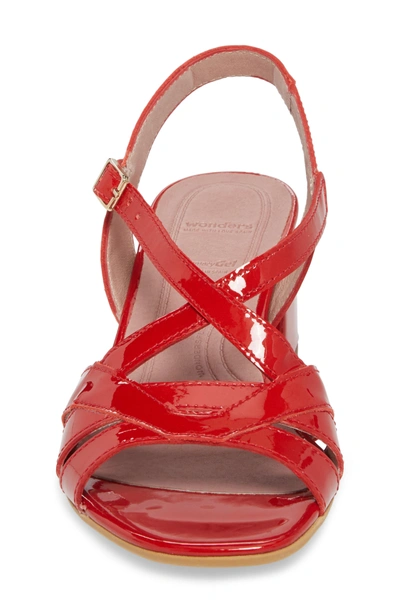 Shop Wonders Block Heel Sandal In Red Patent Leather