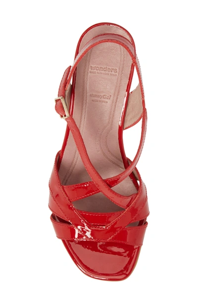 Shop Wonders Block Heel Sandal In Red Patent Leather