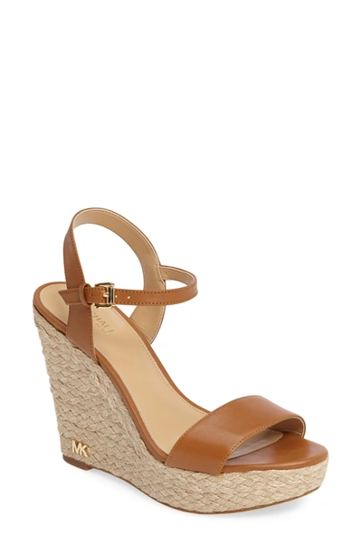 Shop Michael Michael Kors Jill Platform Wedge In Acorn Leather