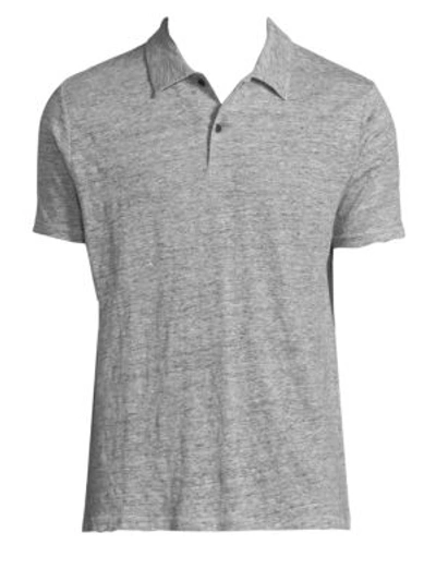 Shop Rag & Bone Linen Short-sleeve Polo In Heather Grey