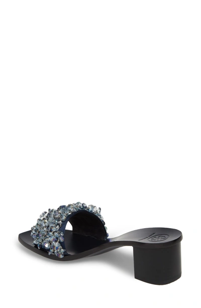 Shop Tory Burch Logan Embellished Slide Sandal In Gray/ Perfect Navy