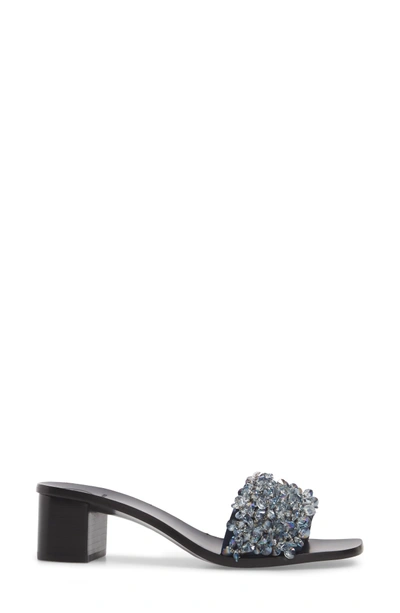 Shop Tory Burch Logan Embellished Slide Sandal In Gray/ Perfect Navy