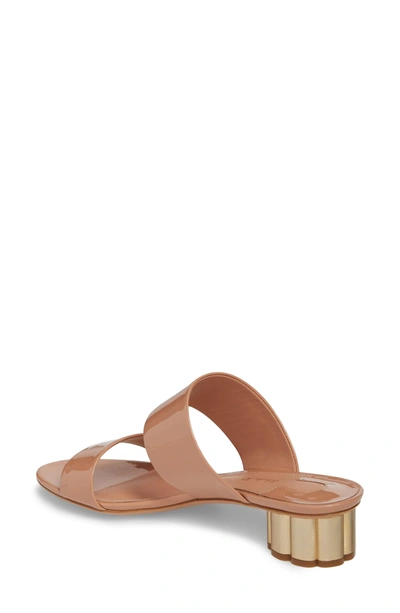 Shop Ferragamo Belluno Double Band Slide Sandal In Blush Patent Leather