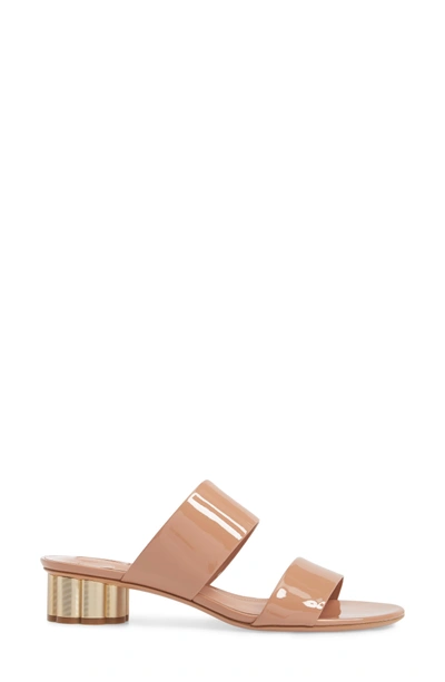 Shop Ferragamo Belluno Double Band Slide Sandal In Blush Patent Leather