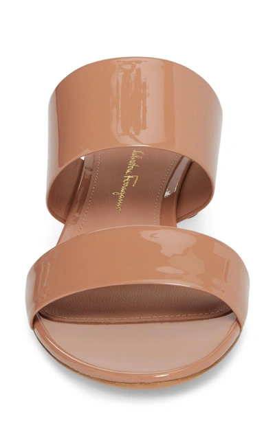 Shop Ferragamo Belluno Double Band Slide Sandal In Blush Patent Leather