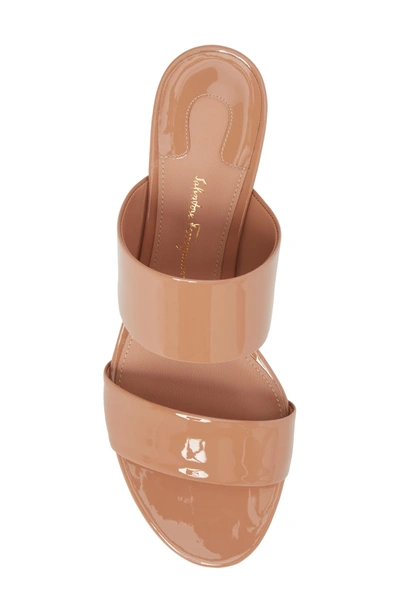 Shop Ferragamo Belluno Double Band Slide Sandal In Blush Patent Leather