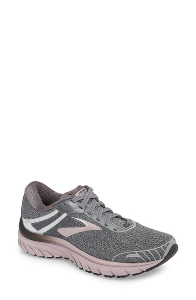 Shop Brooks Adrenaline Gts 18 Running Shoe In Grey/ Ebony/ Rose Gold