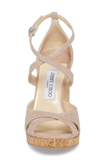 Shop Jimmy Choo Alanah Espadrille Wedge Sandal In Ballet Pink Glitter