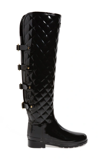 Hunter Refined Gloss Quilted Over The Knee Rain Boot In Black | ModeSens