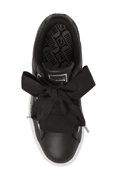 Shop Puma Basket Heart Sneaker In Black/ White/ Black