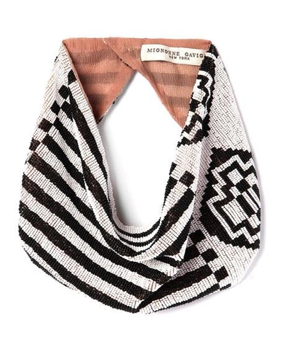 Shop Mignonne Gavigan Aztec Geometric Beaded Scarf Necklace In White/black