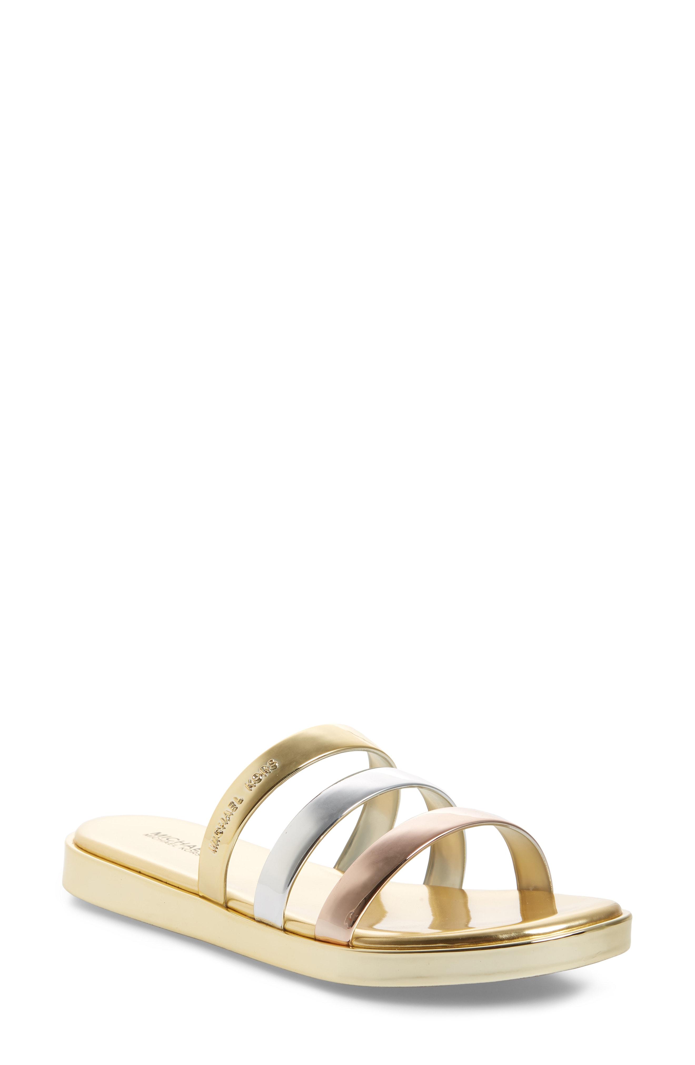 michael kors keiko metallic slide