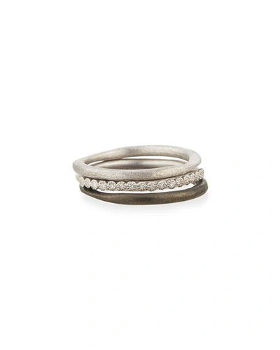 Shop Armenta New World Midnight Stacking Rings, Set Of Three In Silver