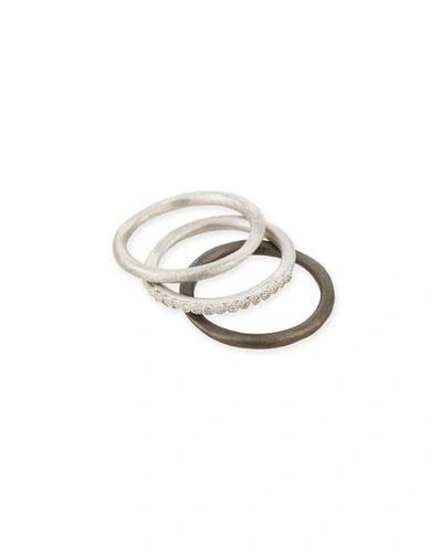 Shop Armenta New World Midnight Stacking Rings, Set Of Three In Silver