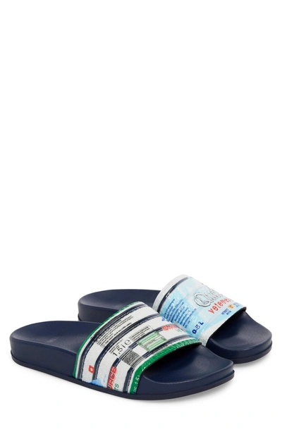 Shop Vetements Print Slide Sandal In Navy/quelle Prnt