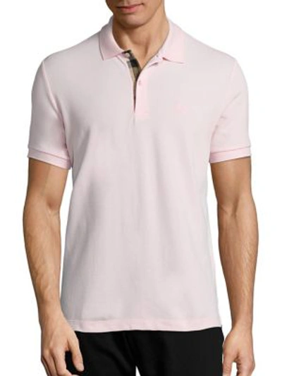 Shop Burberry Oxford Short Sleeve Cotton Pique Polo In Pink
