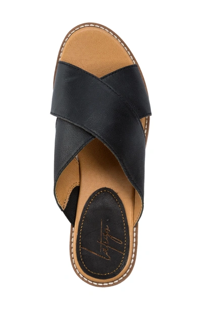 Shop Latigo Kayda Cross Strap Platform Sandal In Black Leather