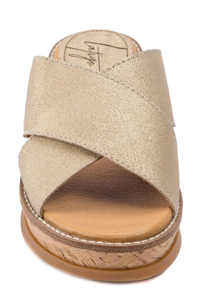 Shop Latigo Kayda Cross Strap Platform Sandal In Brushed Gold Leather