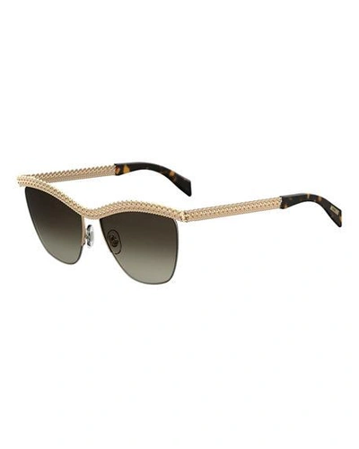 Shop Moschino Curb-chain Gradient Sunglasses In Yellow Pattern