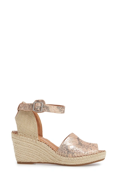 Shop Gentle Souls Charli Espadrille Wedge In Rose Metallic Leather