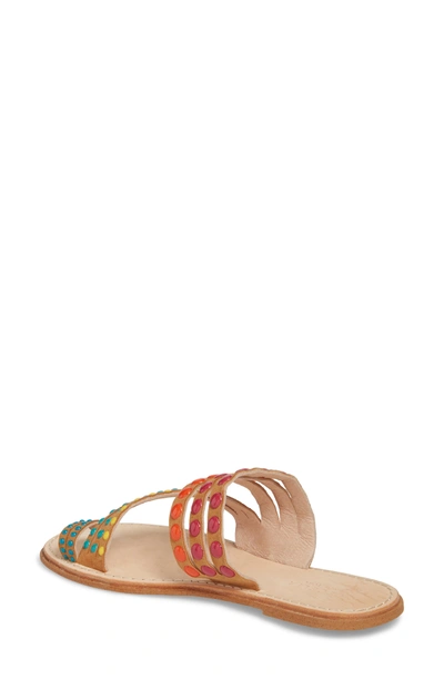Shop Cecelia New York Pezz Studded Sandal In Tan Print Suede