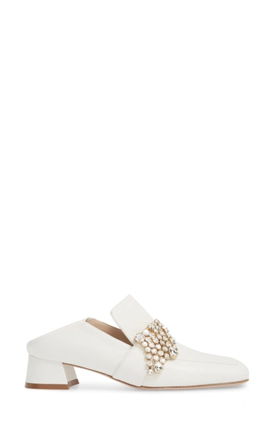 Shop Stuart Weitzman Irises Embellished Loafer Pump In White Alpen