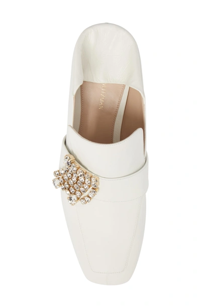 Shop Stuart Weitzman Irises Embellished Loafer Pump In White Alpen