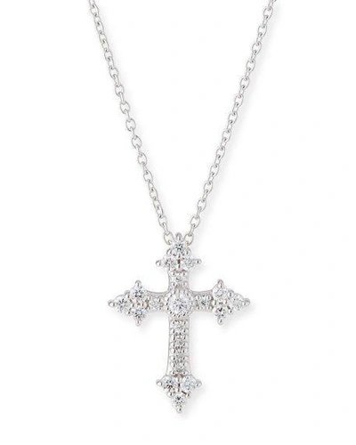 Shop Jude Frances 18k Diamond Cross Pendant In White/gold