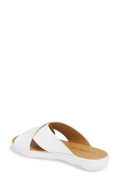 Shop Lucky Brand Mahlay Slide Sandal In Optic White Leather
