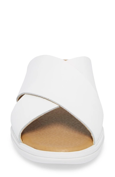 Shop Lucky Brand Mahlay Slide Sandal In Optic White Leather