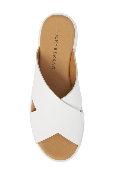 Shop Lucky Brand Mahlay Slide Sandal In Optic White Leather