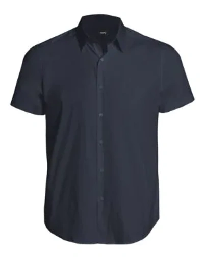 Shop Theory Men's Sylvain S. Wealth Slim-fit Short Sleeve Shirt In Eclipse