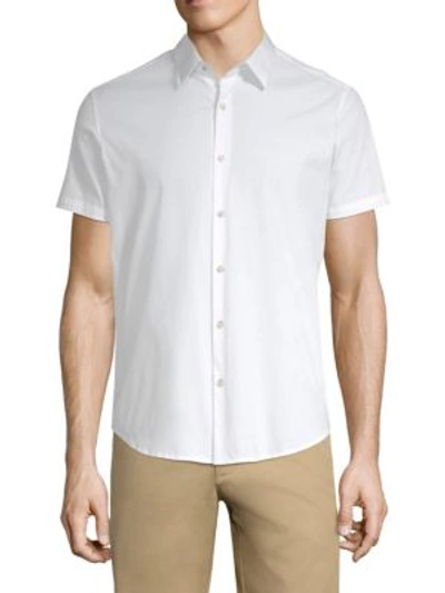 Shop Theory Men's Sylvain S. Wealth Slim-fit Short Sleeve Shirt In White