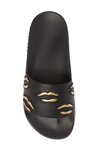 Shop Givenchy Kiss Slide Sandal In Black/ Gold