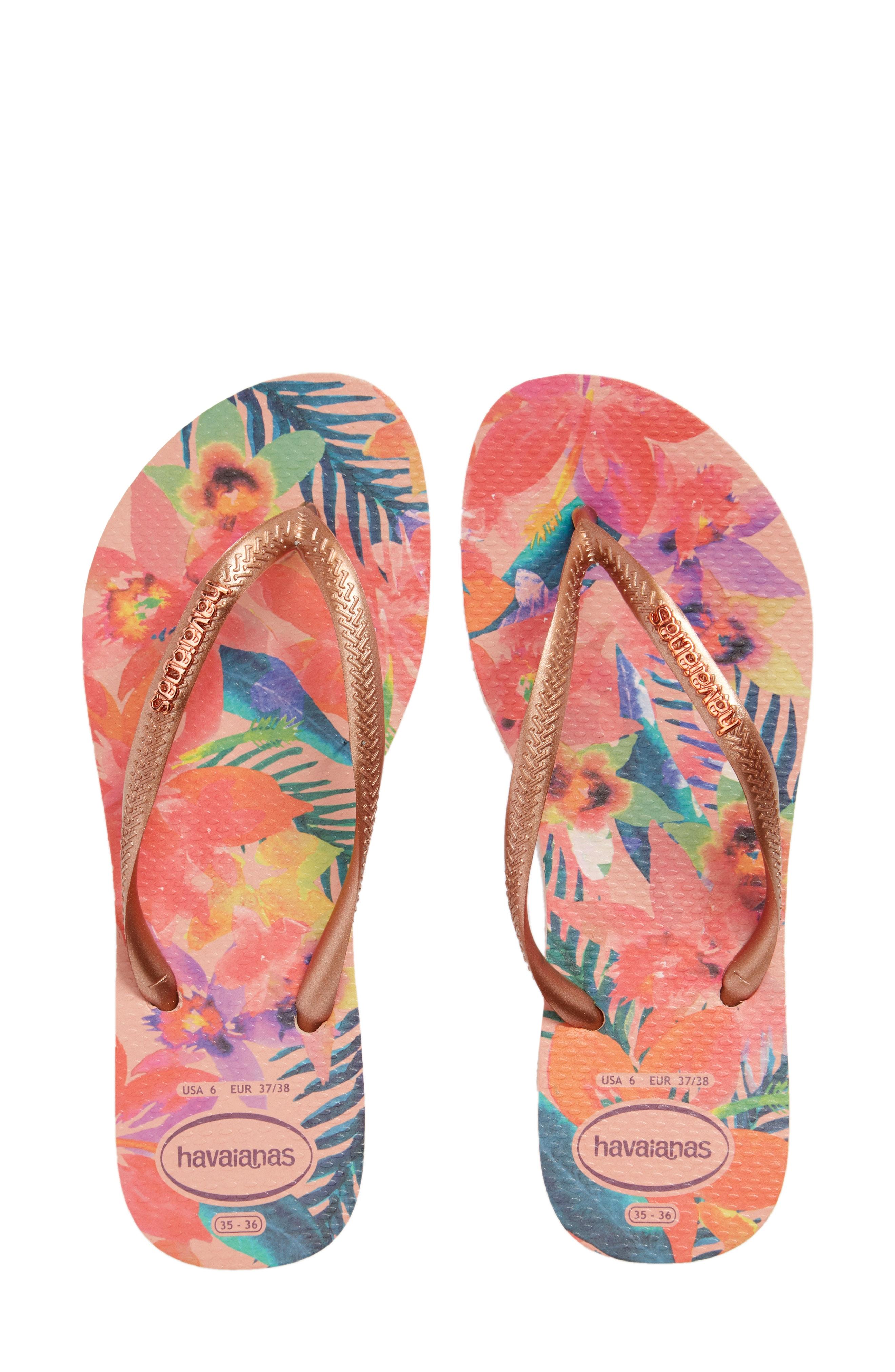 havaianas slim tropical floral flip flops
